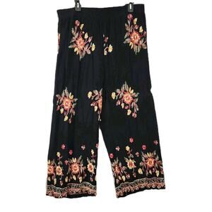 LIV Los Angeles Embroidered Palazzo Pants Wide Leg Pull On Boho Festival 2XL XXL